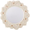 Beaded Macrame Mirror - Mirror, Cotton, Wood, Metal