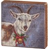 Goat With Bell Block Sign - Wood