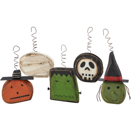 Spooky Ornament Set - Wood, Metal, Linen, Wire, Glitter
