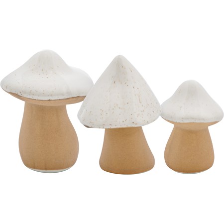 Figurine Set - Cone Mushrooms - 2.25" Diameter x 2.75", 2.25" Diameter x 2.50", 1.75" Diameter x 2" - Ceramic
