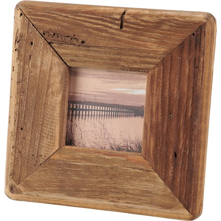 Frame - Rustic Wood Square - 6.25" x 6.25" x 0.75", Fits 2" x 2" Photo - Wood, Glass
