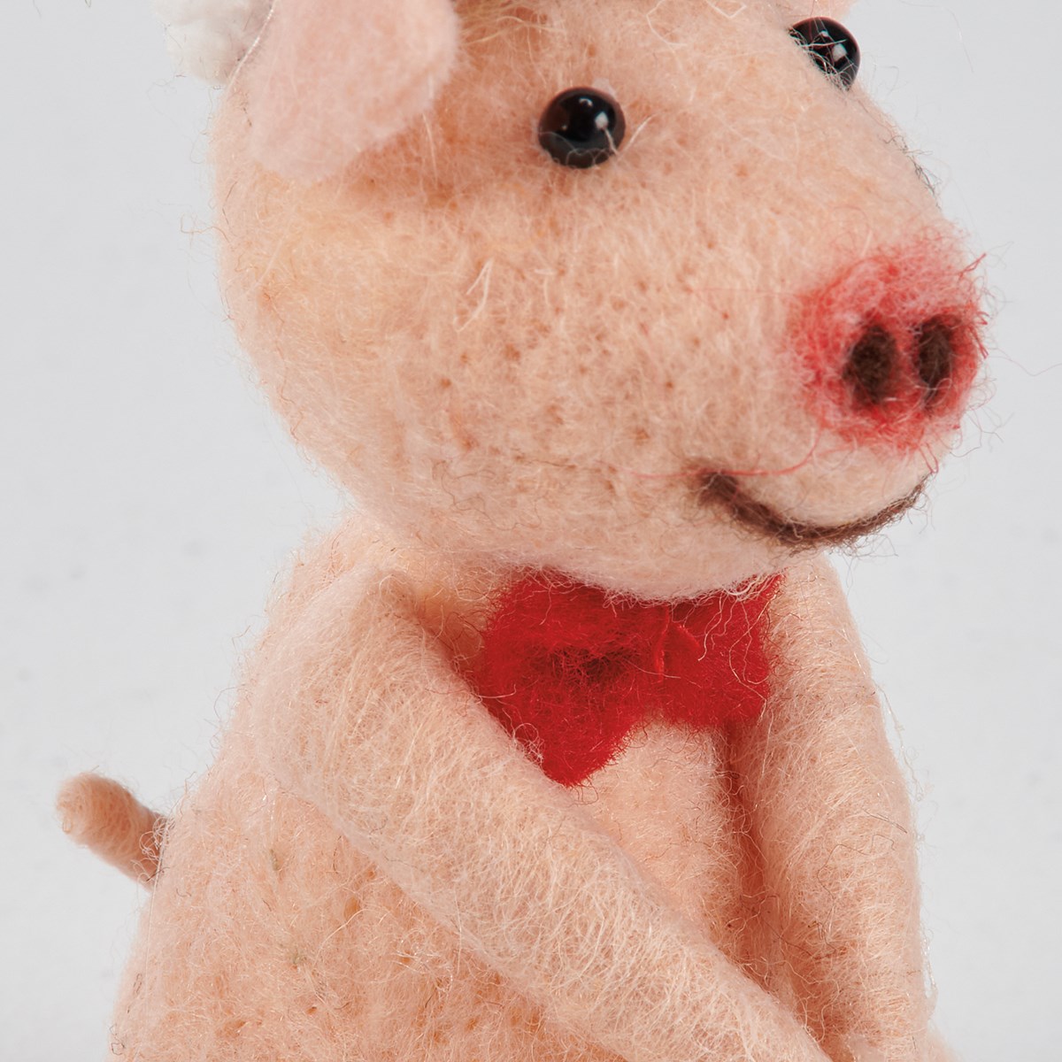 Christmas Pig Critter - Wool, Polyester, Foam, Plastic