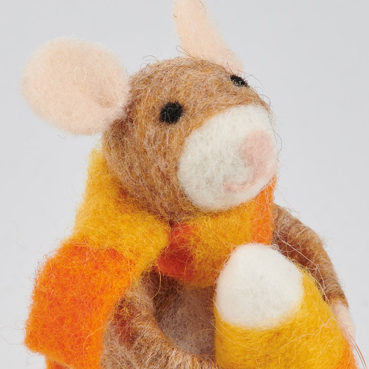 Candy Corn Mouse Critter - Polyester, Wool, Foam, Plastic