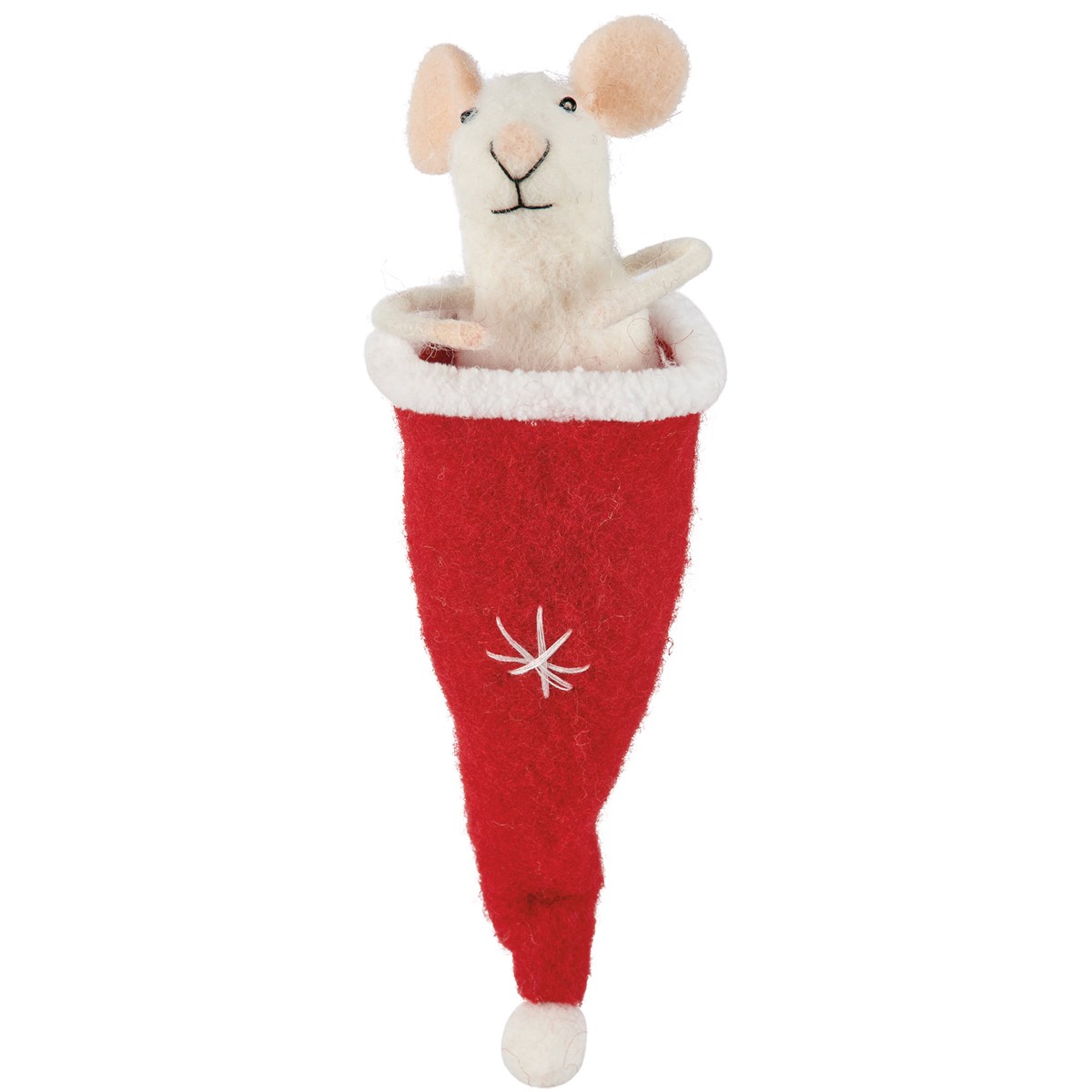 Santa Hat Mouse Critter - Wool, Polyester, Foam, Plastic