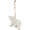 Polar Bear Ornament - Stoneware, Metal, Jute