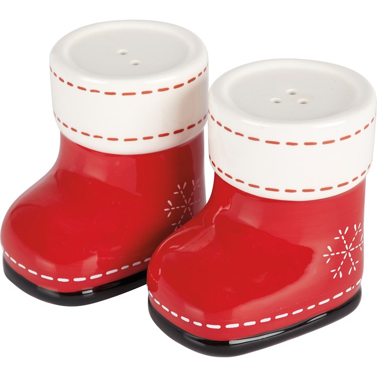 Red Boots Salt and Pepper Shakers - Stoneware, Plastic