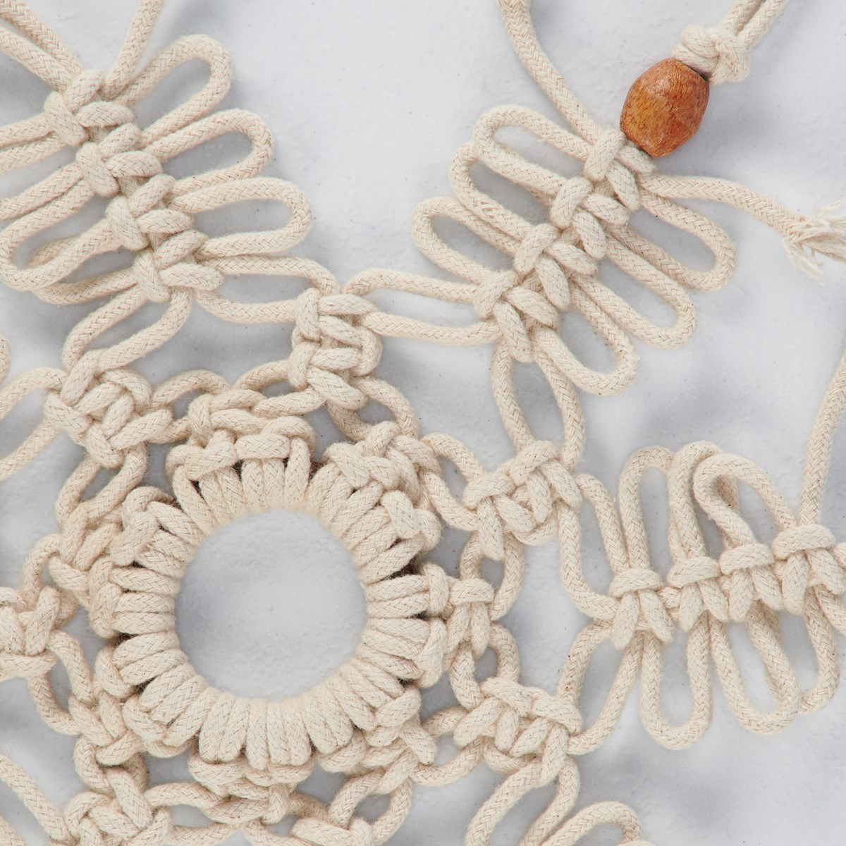 Macrame Snowflake Ornament - Cotton, Polyester, Wood