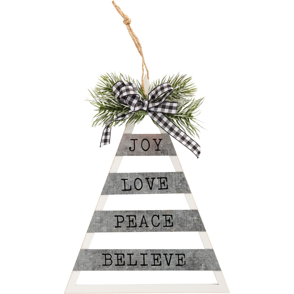 Joy Love Peace Believe Hanging Decor - Wood, Plastic, Cotton, Jute