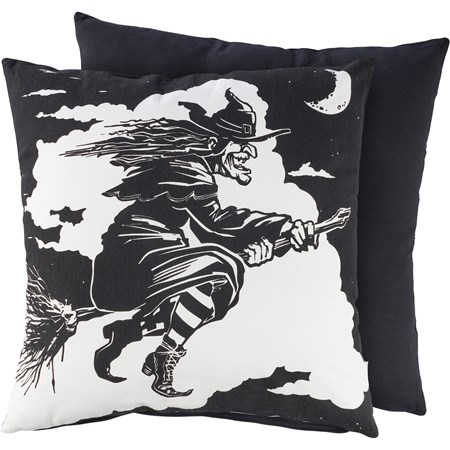 Flying Witch Pillow - Cotton, Zipper