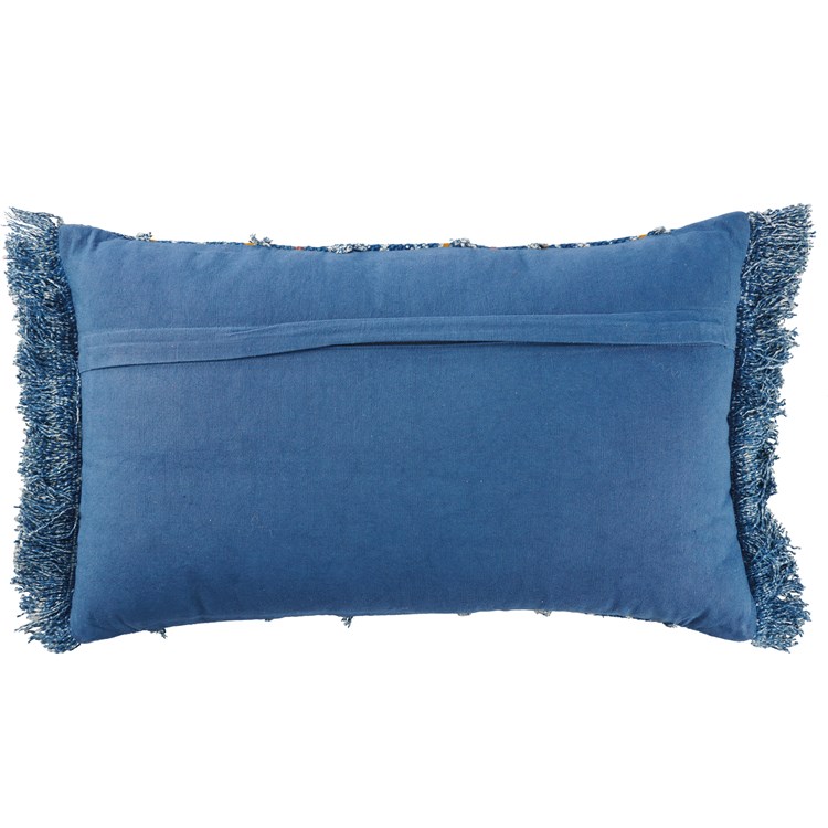 Indigo Fringe Pillow - Cotton, Zipper