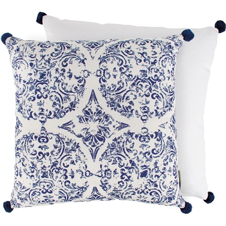 Indigo Watercolor Pillow - Cotton, Zipper