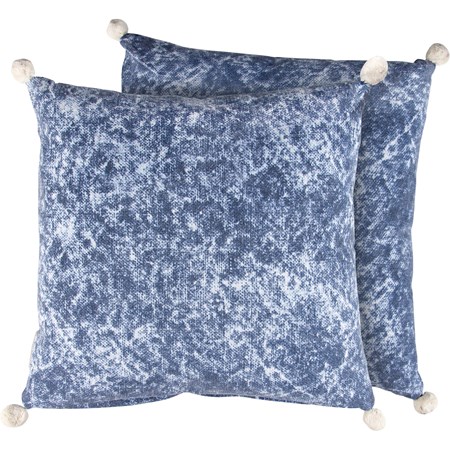 Pillow - Indigo Stonewash - 18" x 18" - Cotton, Zipper
