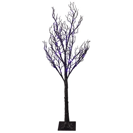 Black Glitter Medium Lighted Tree - Plastic, Cord, Lights, Glitter, Metal