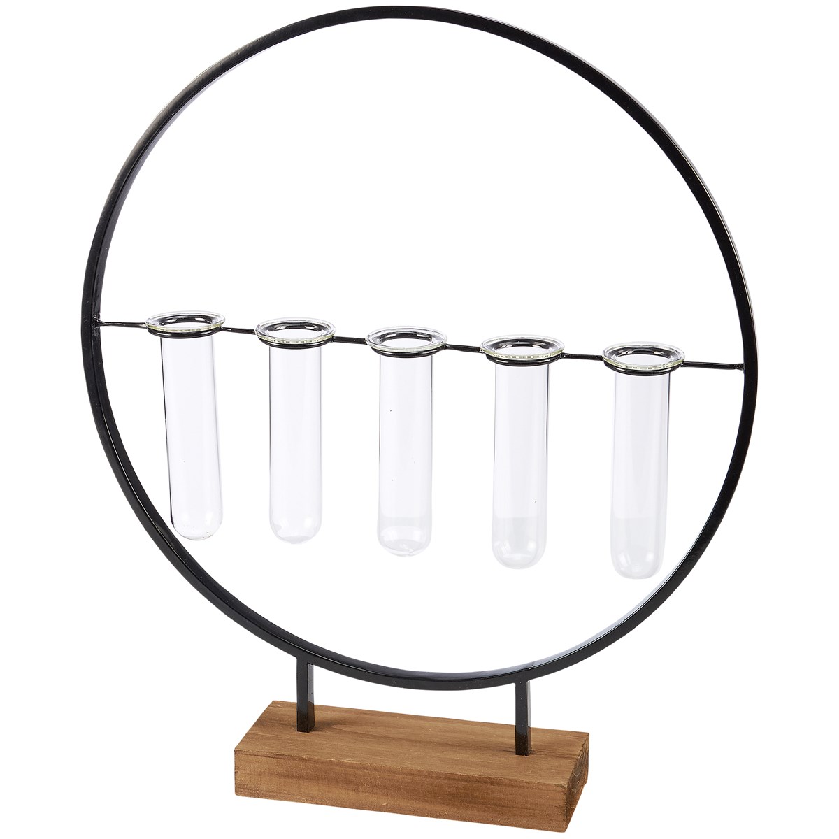 Five Stemmed Test Tube Vase - Metal, Wood, Glass