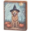 Dog As A Witch Block Sign - Wood