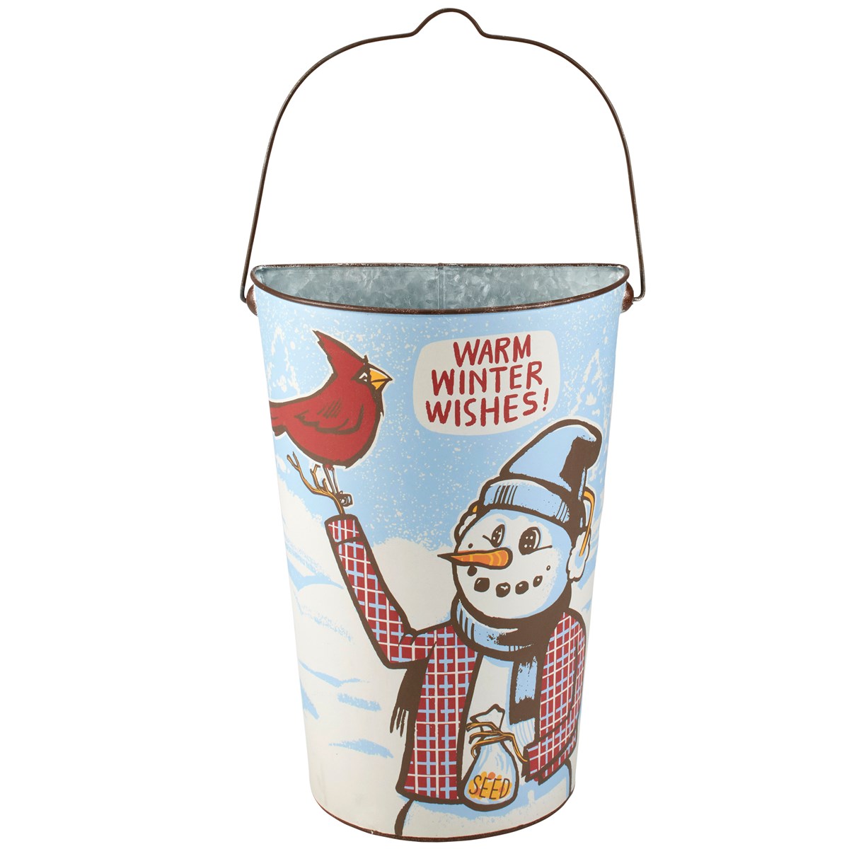 Warm Winter Wishes Wall Bucket - Metal, Paper