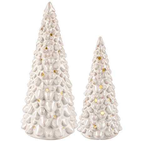 Lighted Christmas Tree Set - Ceramic, Lights, Plastic