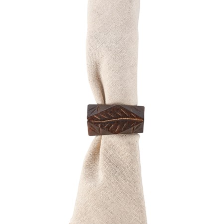 Rustic Carved Napkin Ring - Wood