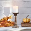 Tall Carved Candle Holder - Wood