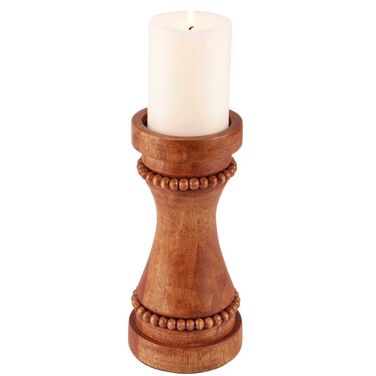 Beaded Candle Holder Set - Wood