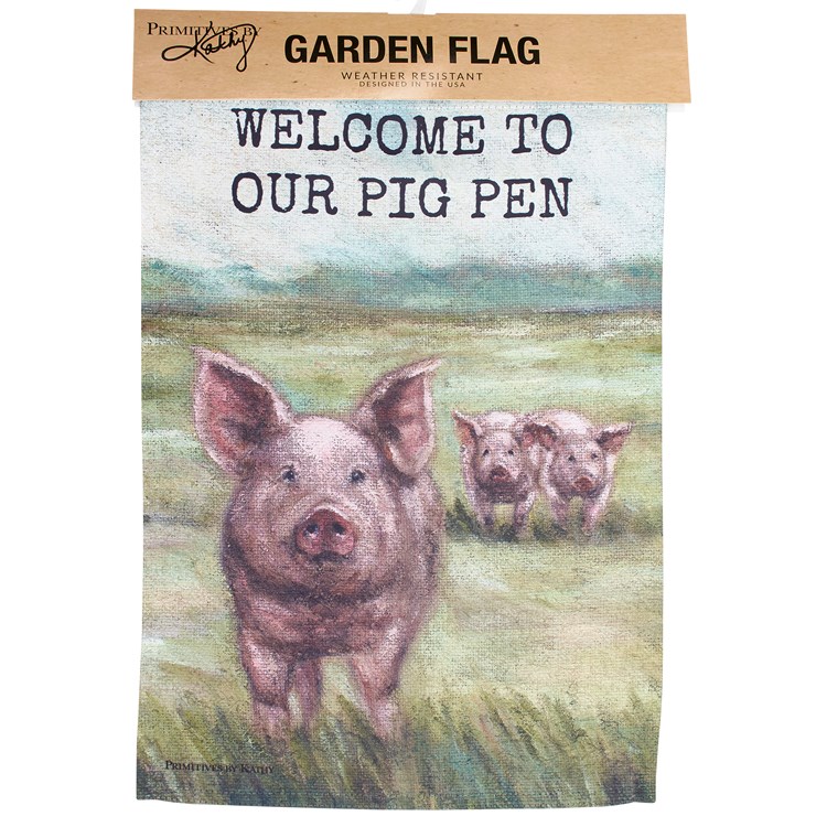 Pig Pen Garden Flag - Polyester