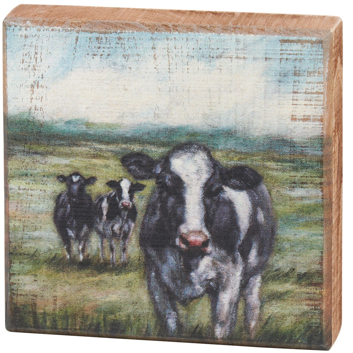 Dairy Cows Block Sign - Wood