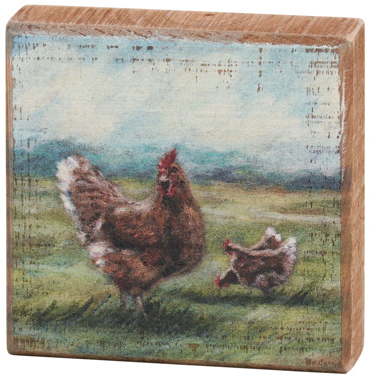 Chicken Block Sign - Wood