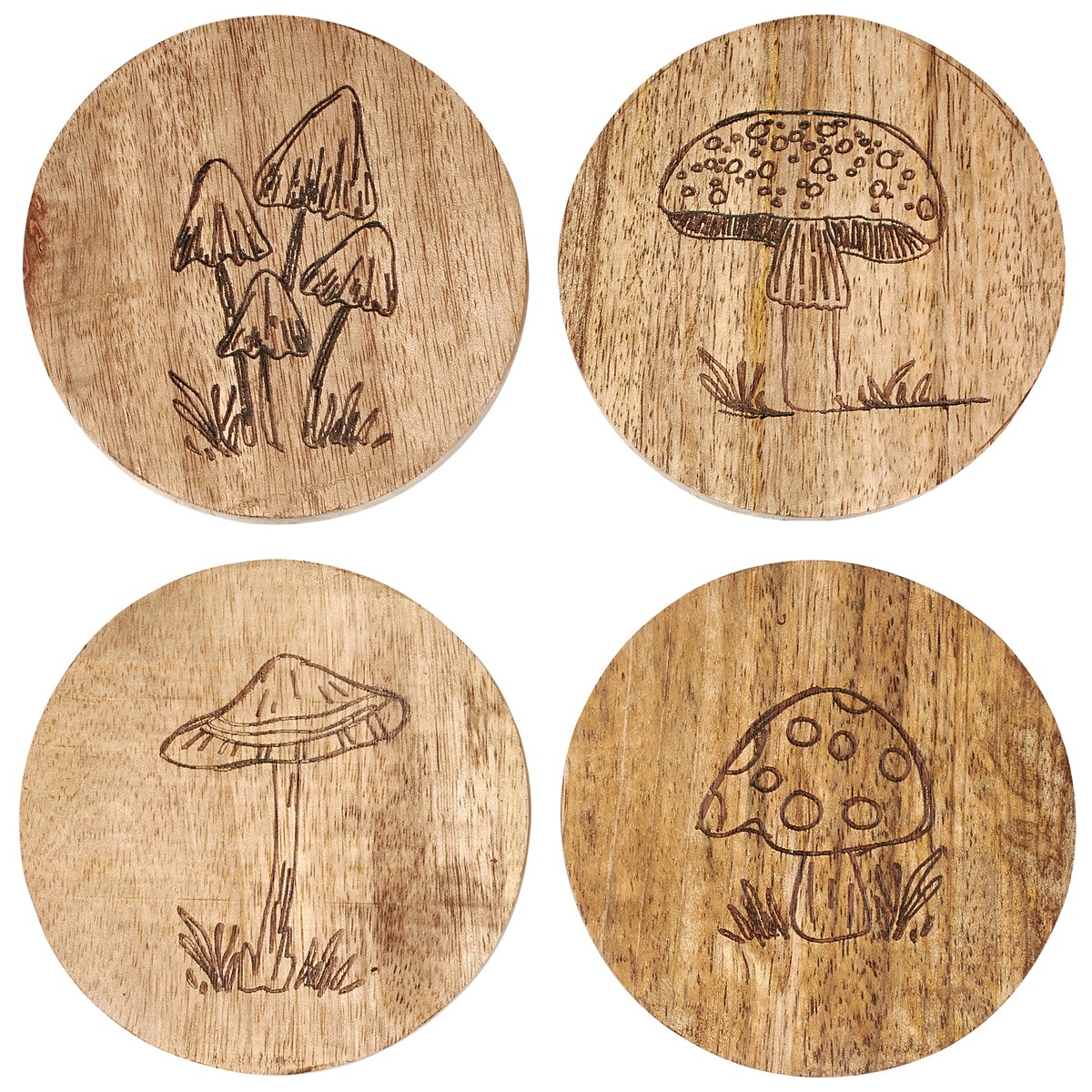 Mushrooms Coaster Set - Wood, Foam
