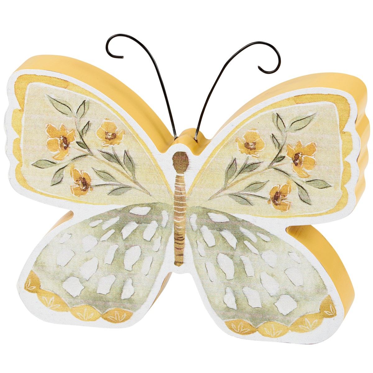 Yellow Butterfly Chunky Sitter - Wood, Paper, Wire