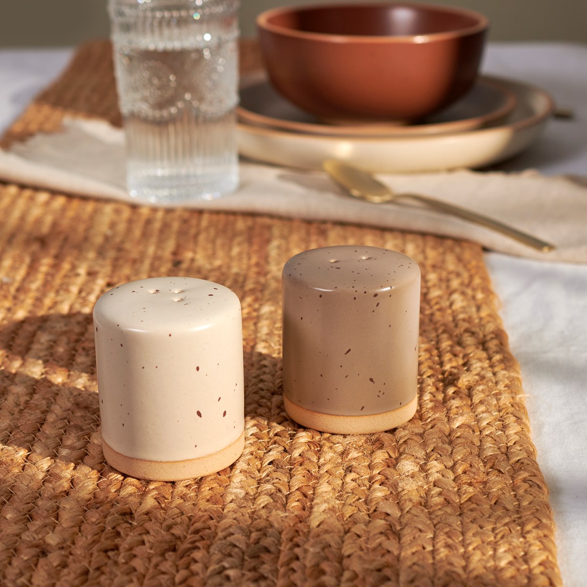 Cottage Salt & Pepper Set - Stoneware, Plastic