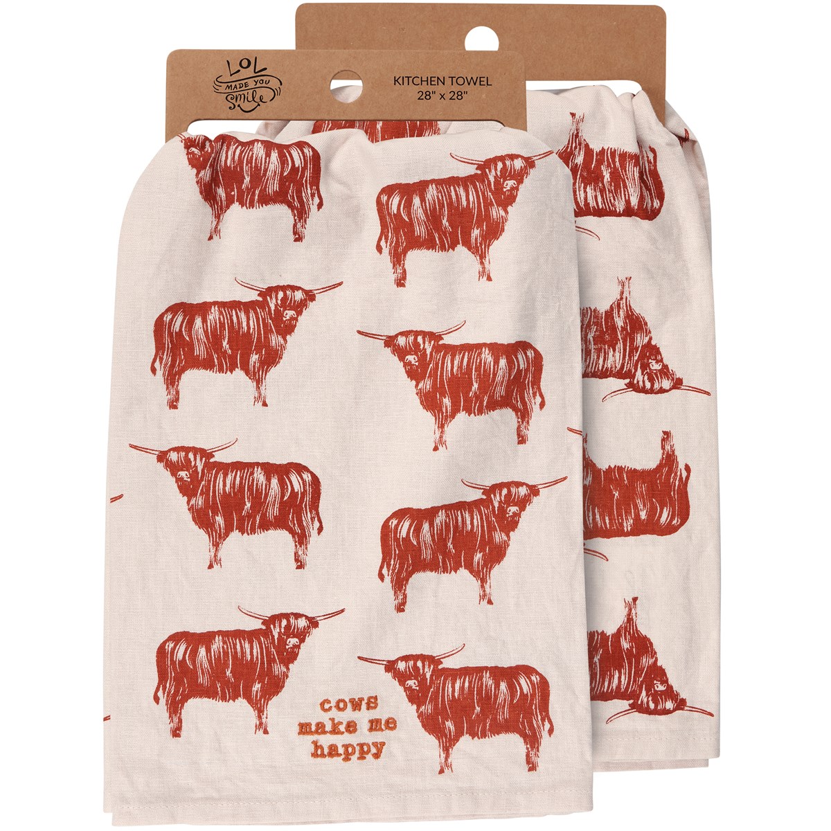 Cows Make Me Happy Kitchen Towel - Cotton, Linen