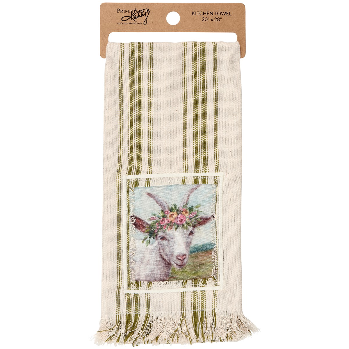 Floral Crown Goat  Kitchen Towel - Cotton