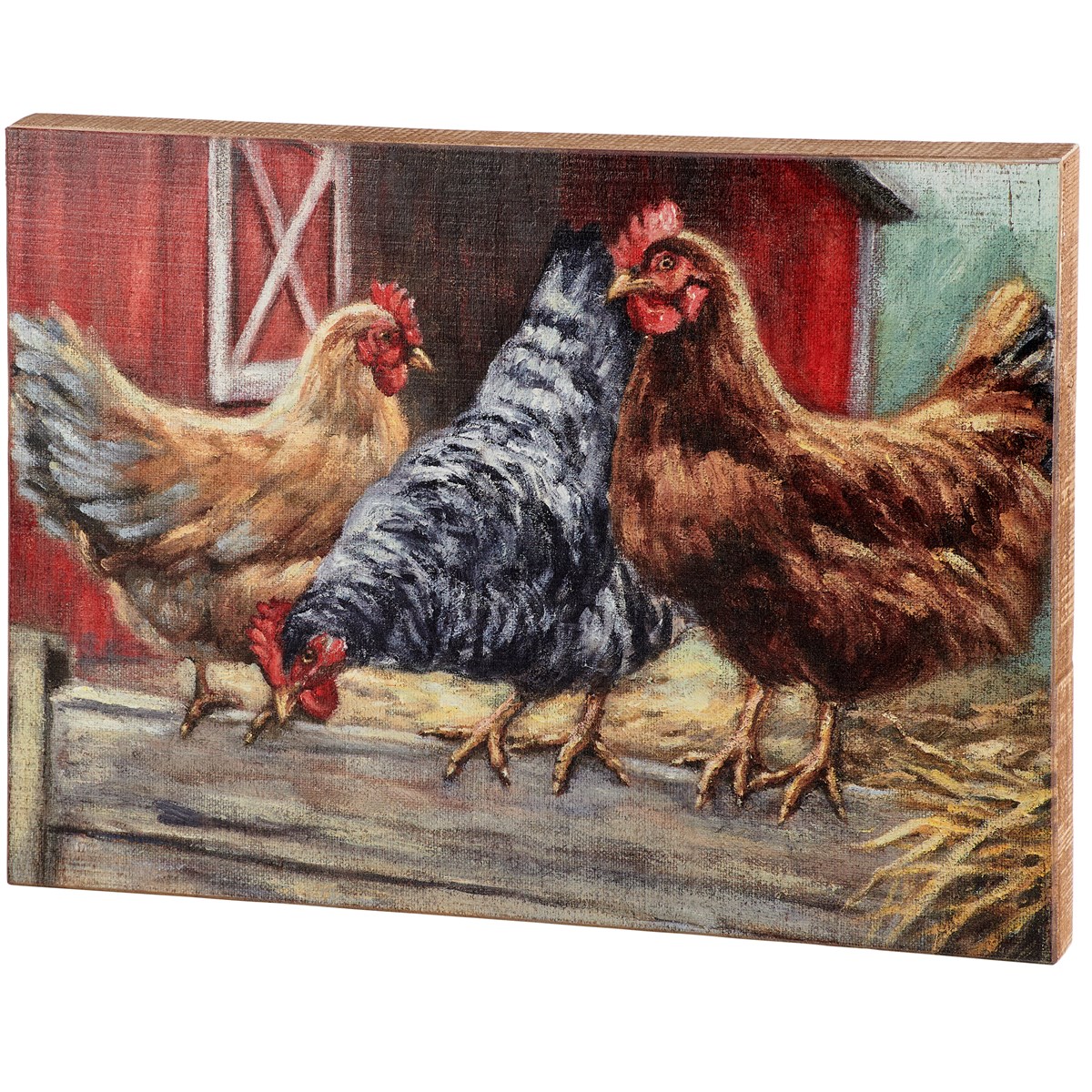 Three Chickens Box Sign - Wood