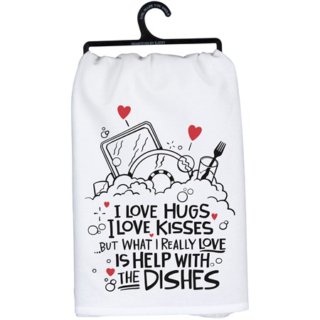 I Love Hugs Kitchen Towel - Cotton