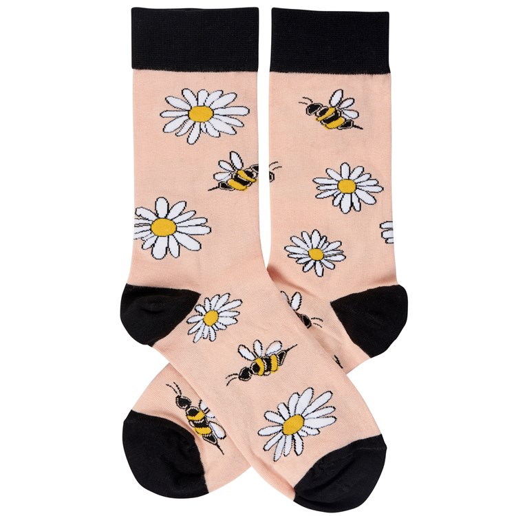 Bee And Daisy Socks - Cotton, Nylon, Spandex