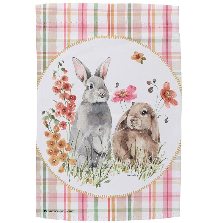 Flower Bunnies Garden Flag - Polyester