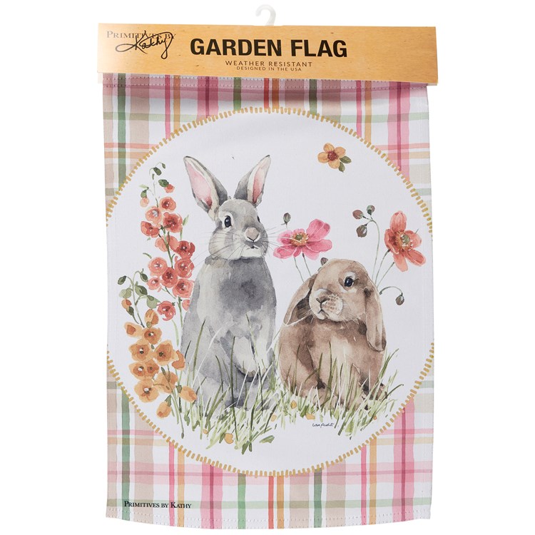 Flower Bunnies Garden Flag - Polyester