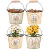 Flower Bunnies Bucket Set - Metal, Paper, Wood