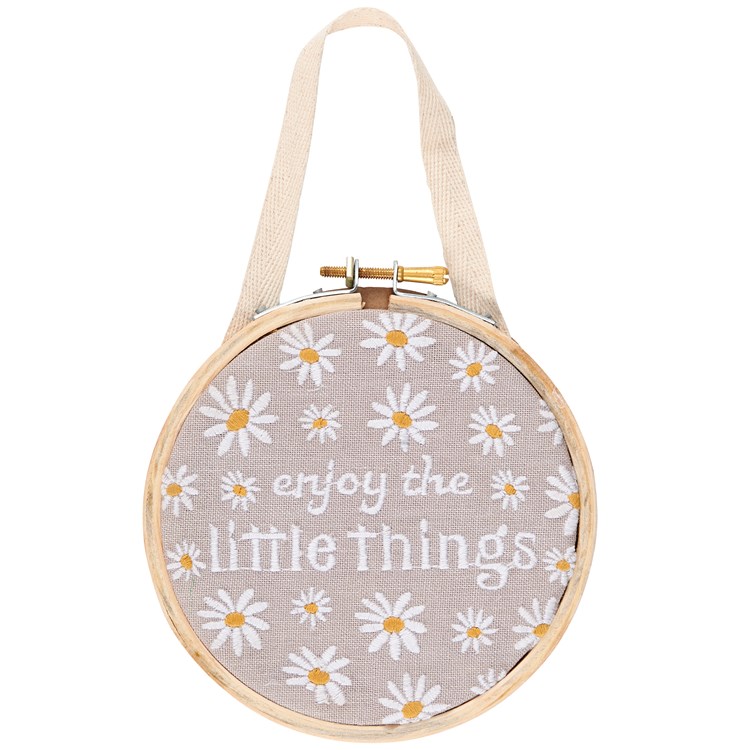 Enjoy The Little Things Hoop - Cotton, Linen, Wood, Metal