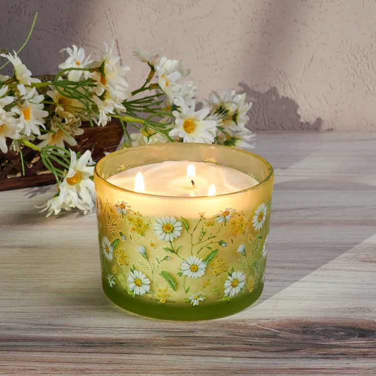 Daisy Candle - Soy Wax, Glass, Cotton