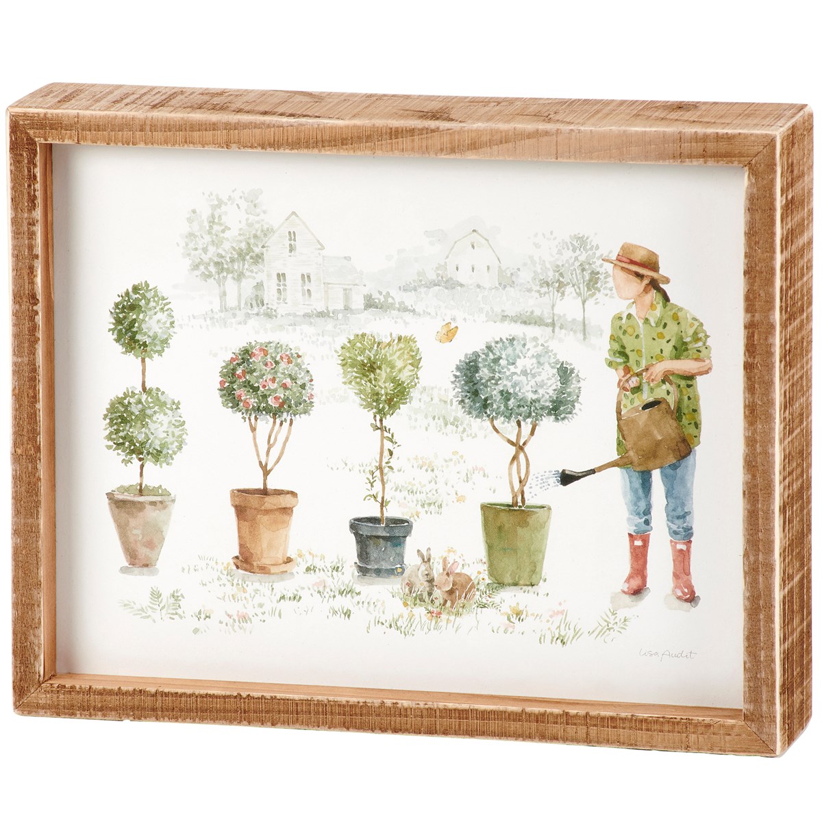 Topiary Inset Box Sign - Wood, Paper