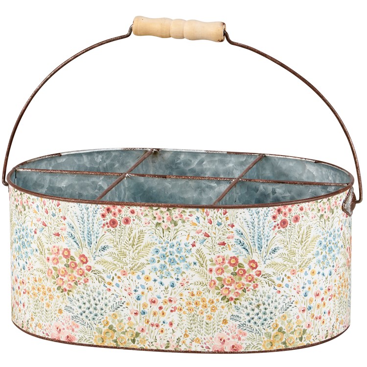 Mixed Floral Caddy - Metal, Paper, Wood