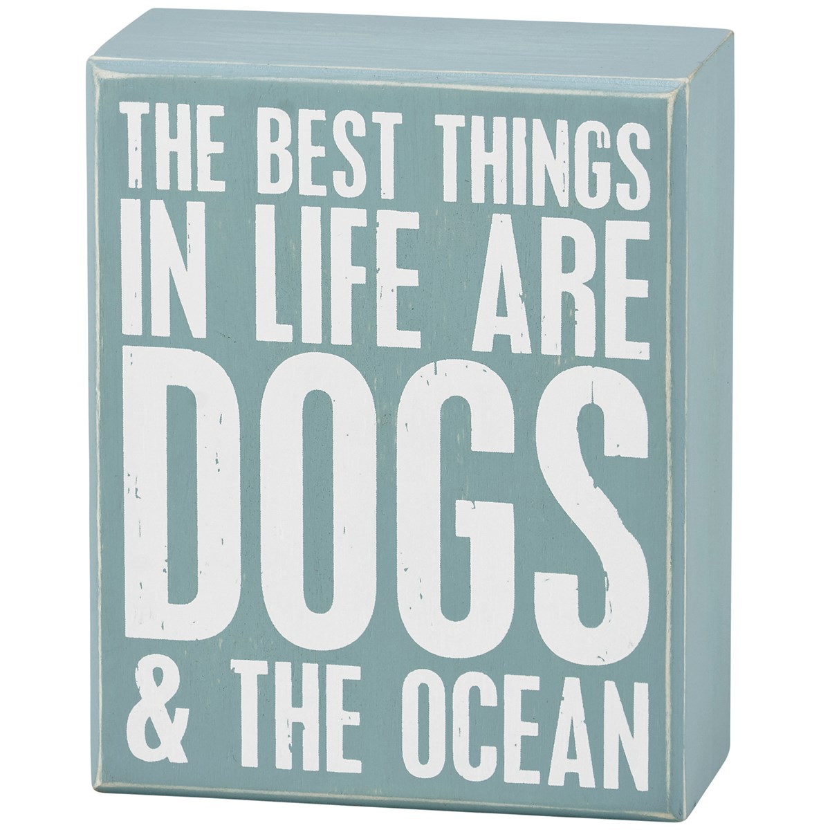 Dogs And Ocean Box Sign - Wood