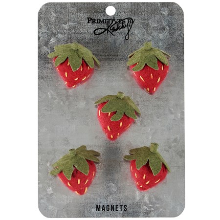 Strawberry Magnet Set - Felt, Metal, Magnet