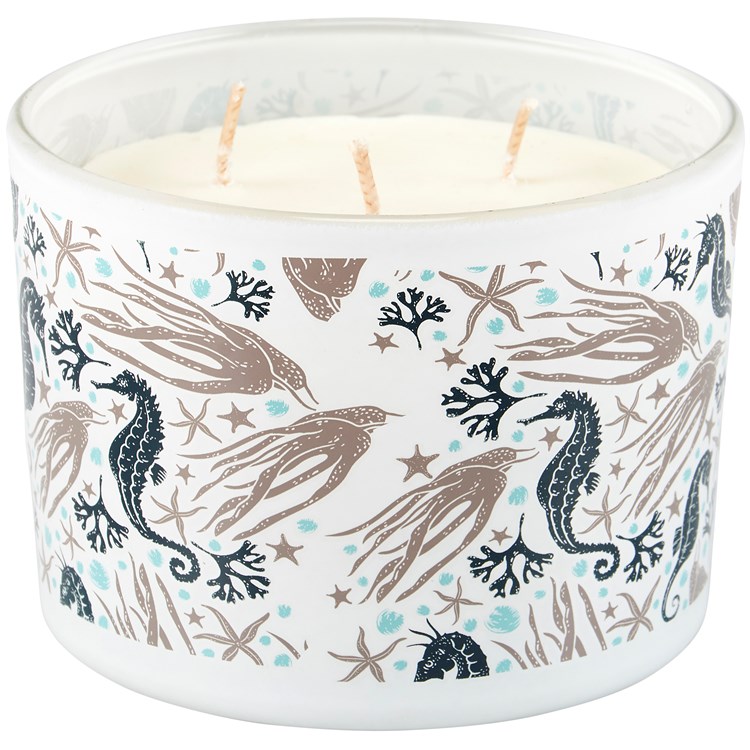 Sea Creatures Candle - Soy Wax, Glass, Cotton