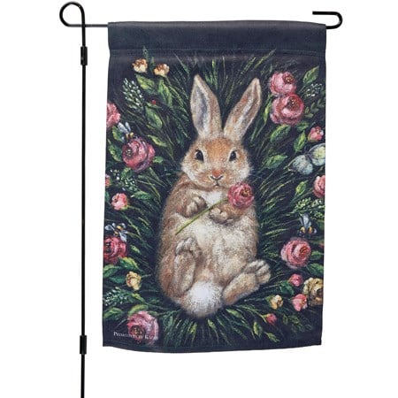 Snuggling Bunny Garden Flag - Polyester