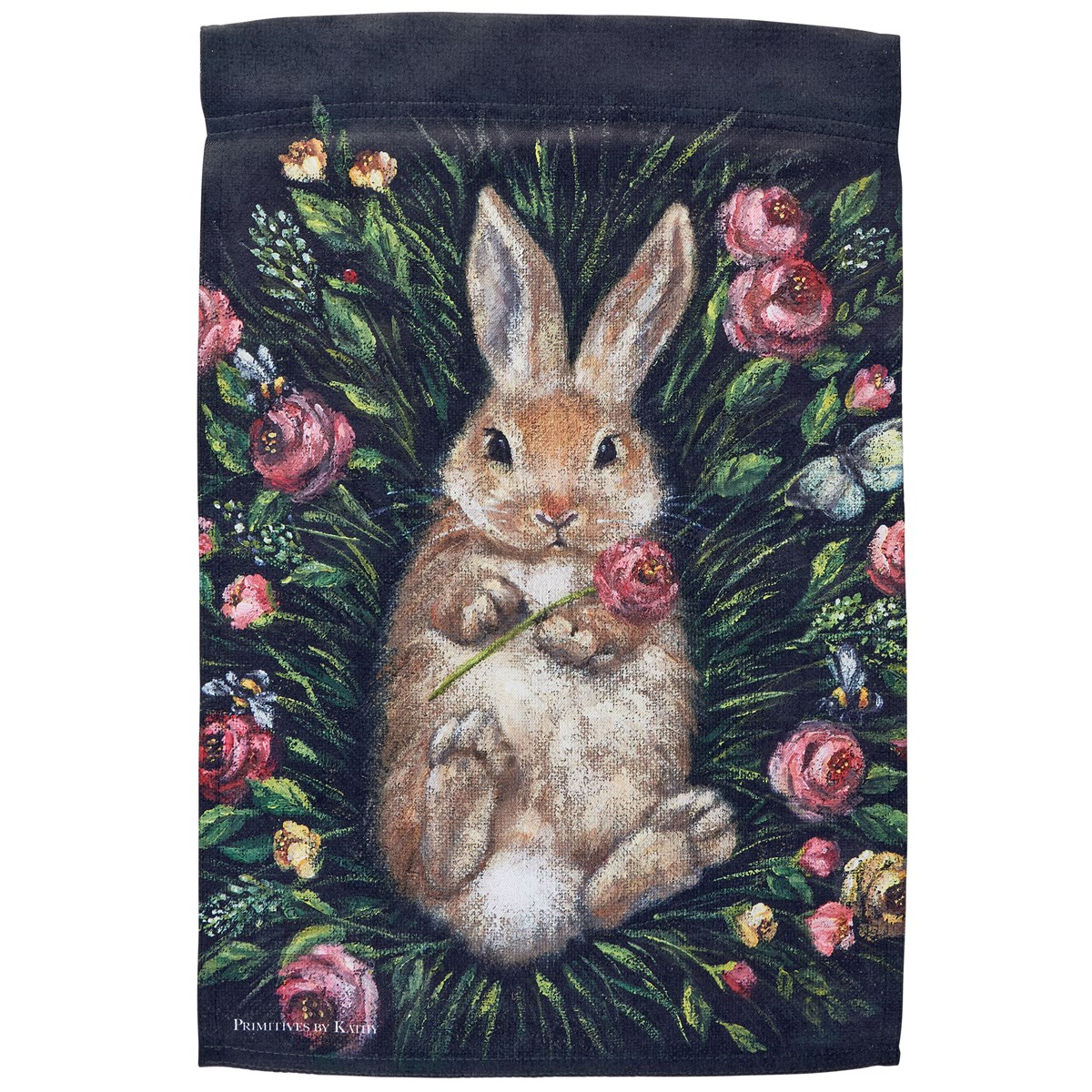 Snuggling Bunny Garden Flag - Polyester