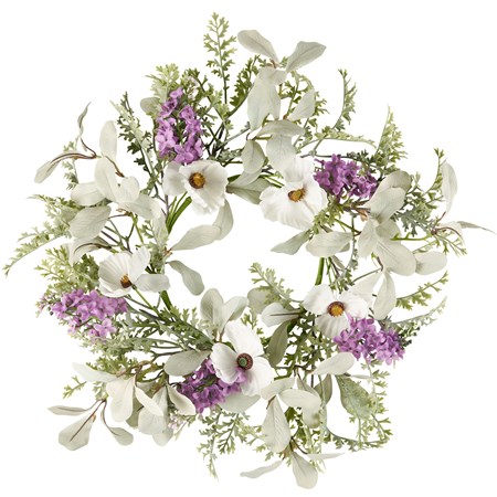 Lilac Mix Wreath - Fabric, Plastic, Wire, Paper
