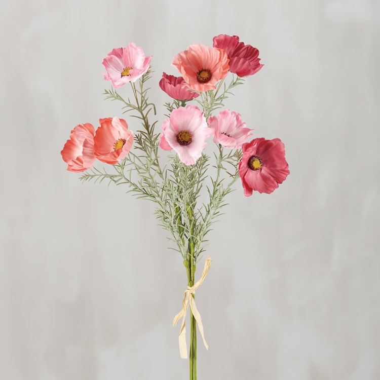 Peach Pink Cosmos Bouquet - Plastic, Fabric, Wire