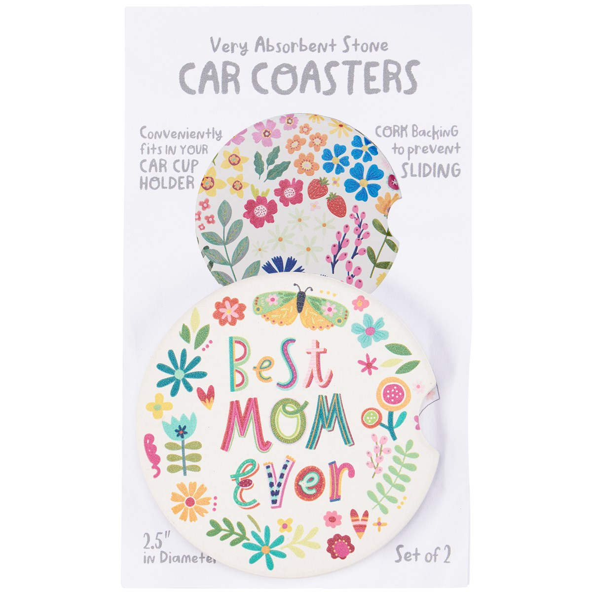 Mom Car Coasters - Stone, Cork